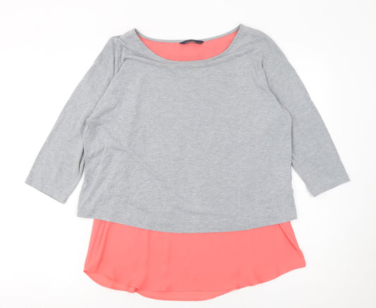 Marks and Spencer Women’s Grey Tunic Blouse Size 12 3/4 Sleeve Relaxed Fit