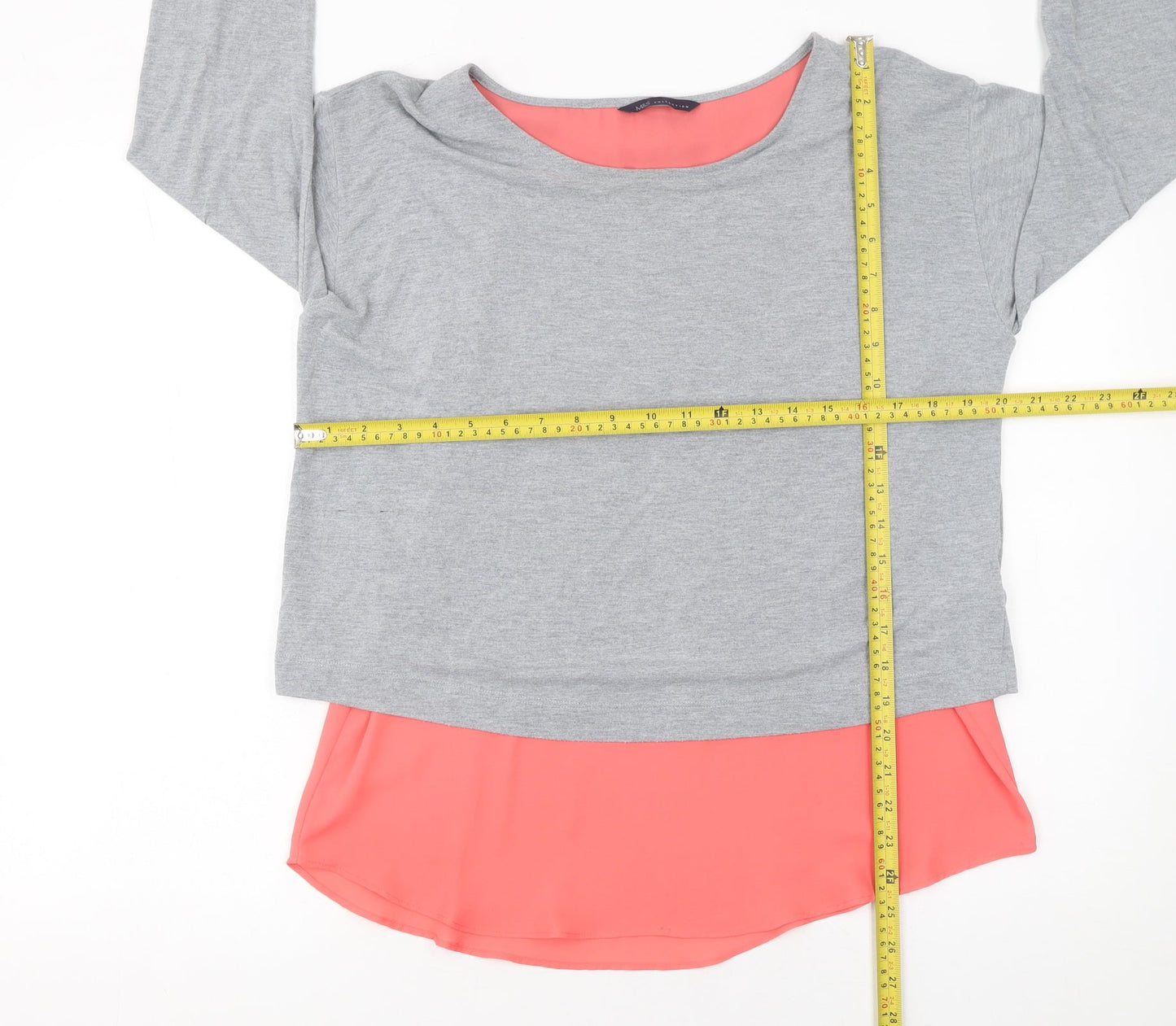 Marks and Spencer Women’s Grey Tunic Blouse Size 12 3/4 Sleeve Relaxed Fit