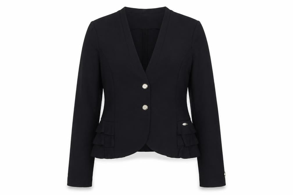 Fornarina Women's Black L Slim Fit Two-Button Tailored Blazer Jacket