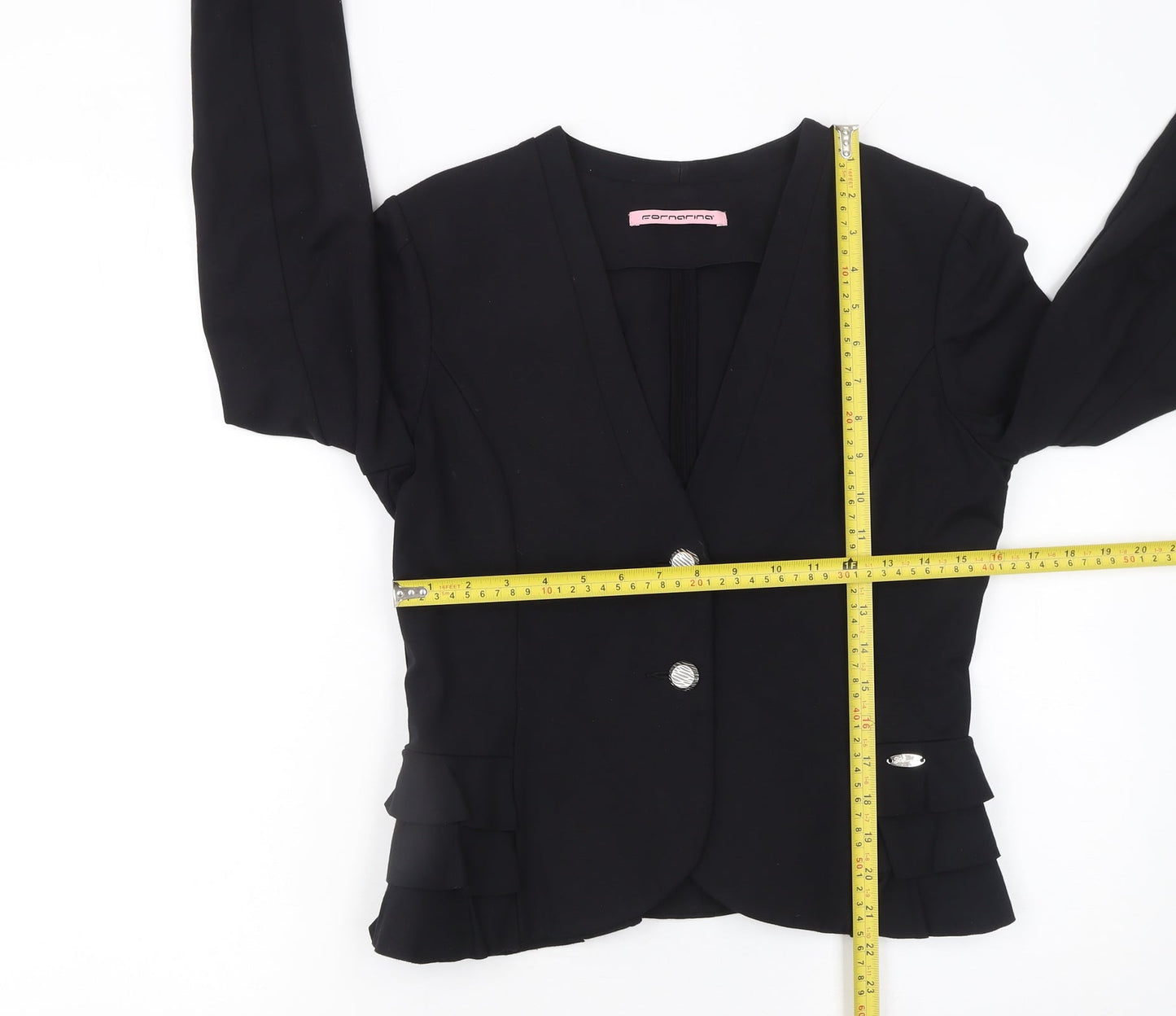 Fornarina Women's Black L Slim Fit Two-Button Tailored Blazer Jacket