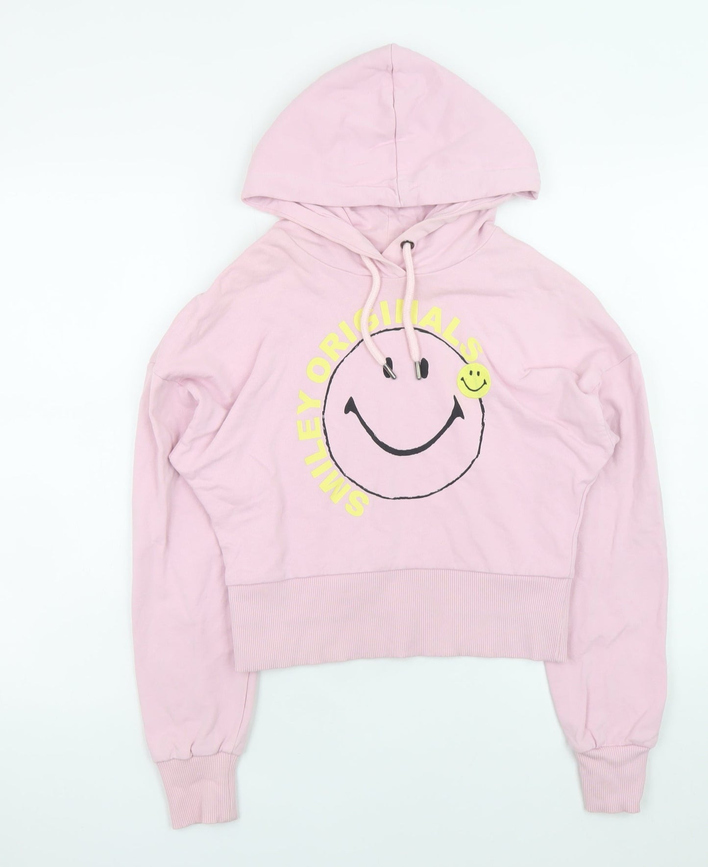 Next Womens Pink Smiley Originals Pullover Hoodie Size S Cotton