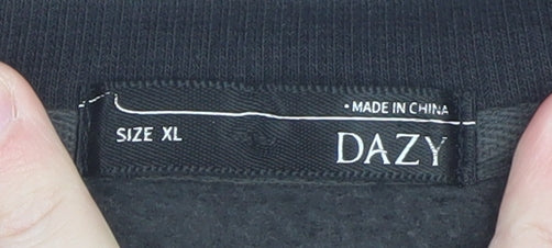 DAZY Men's Black Graphic Rock Eagle Crew Neck Sweatshirt XL