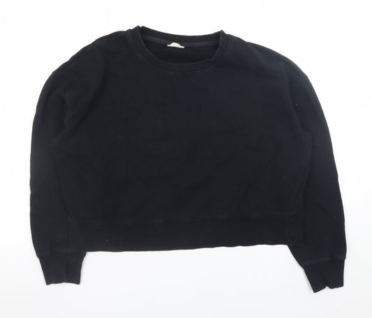 Hush Womens Black Organic Cotton Crew Neck Sweatshirt Size L