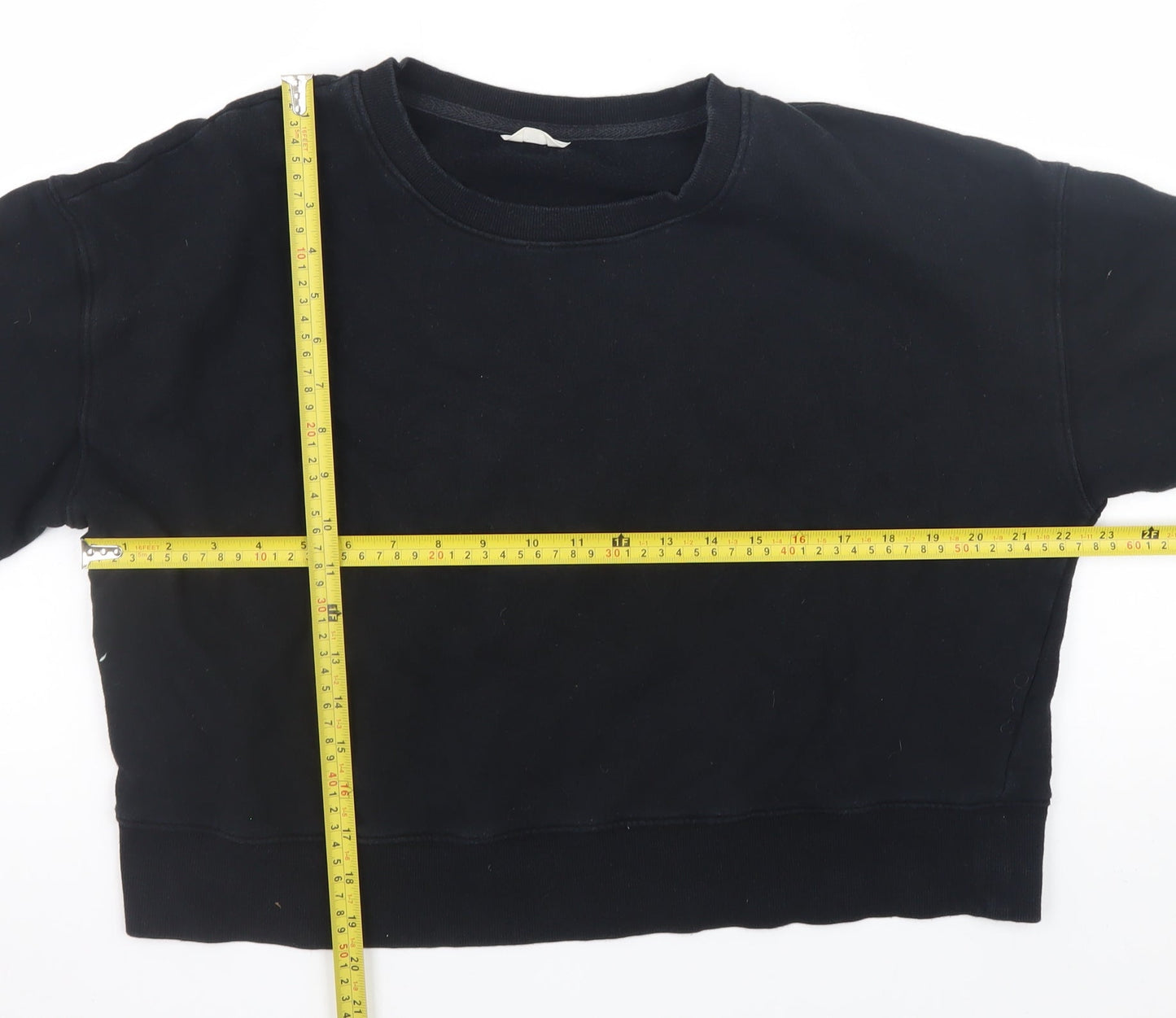 Hush Womens Black Organic Cotton Crew Neck Sweatshirt Size L
