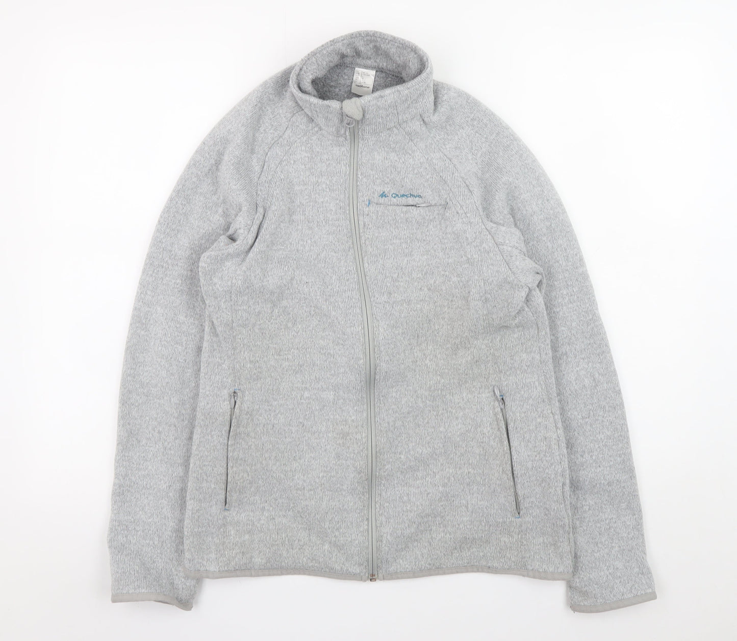 Quechua Men Grey Fleece Full Zip Outdoor Jacket Size L