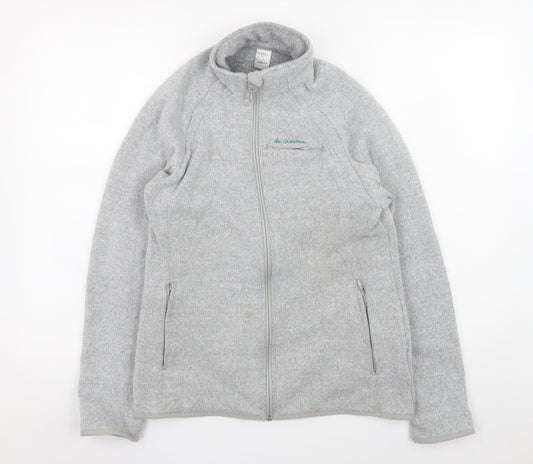 Quechua Men Grey Fleece Full Zip Outdoor Jacket Size L
