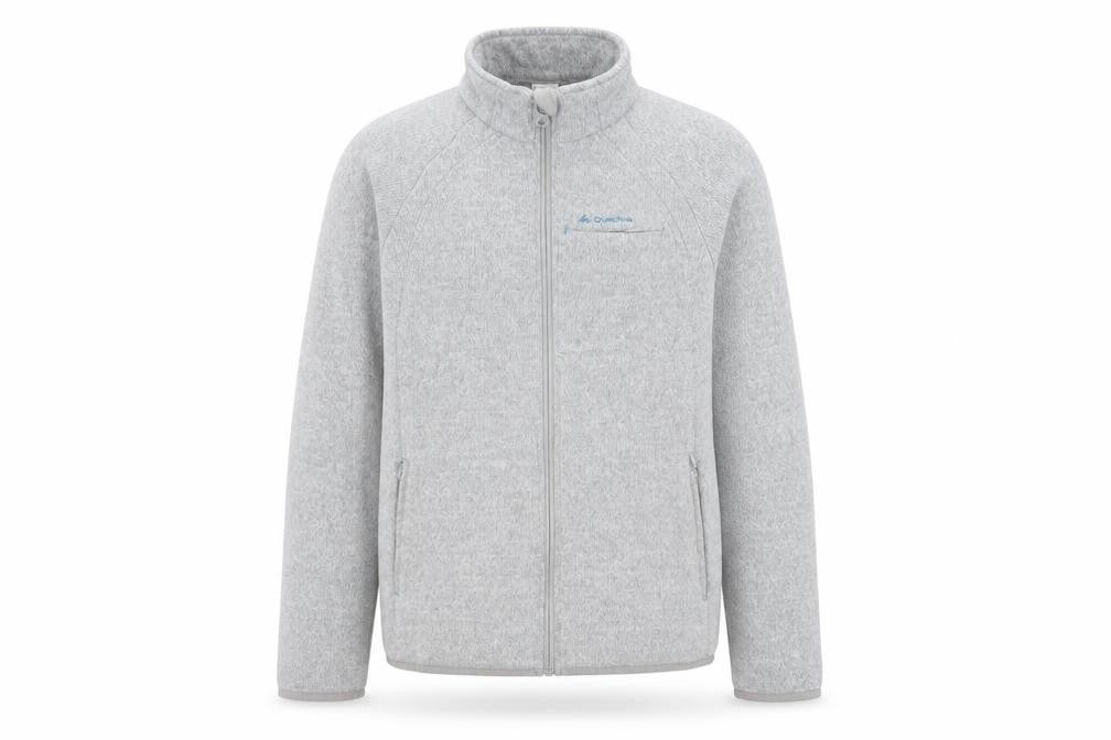 Quechua Men Grey Fleece Full Zip Outdoor Jacket Size L