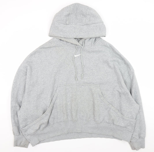 Nike Men's Grey XL Pullover Hoodie Relaxed Fit Fleece Sweatshirt