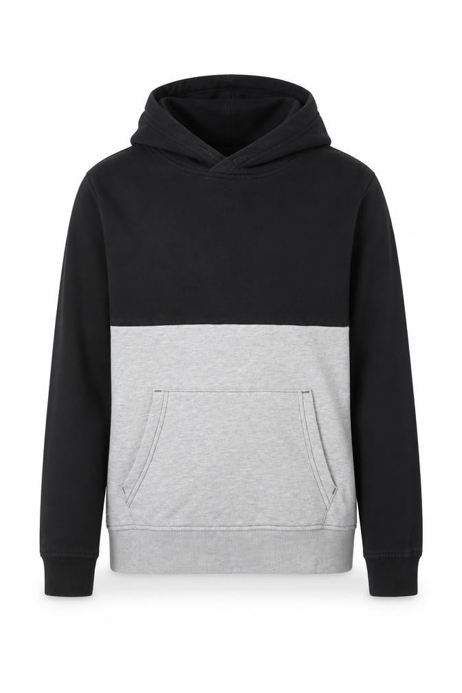 H&M Boys Black Grey Colourblock Pullover Hoodie 11-12 Years