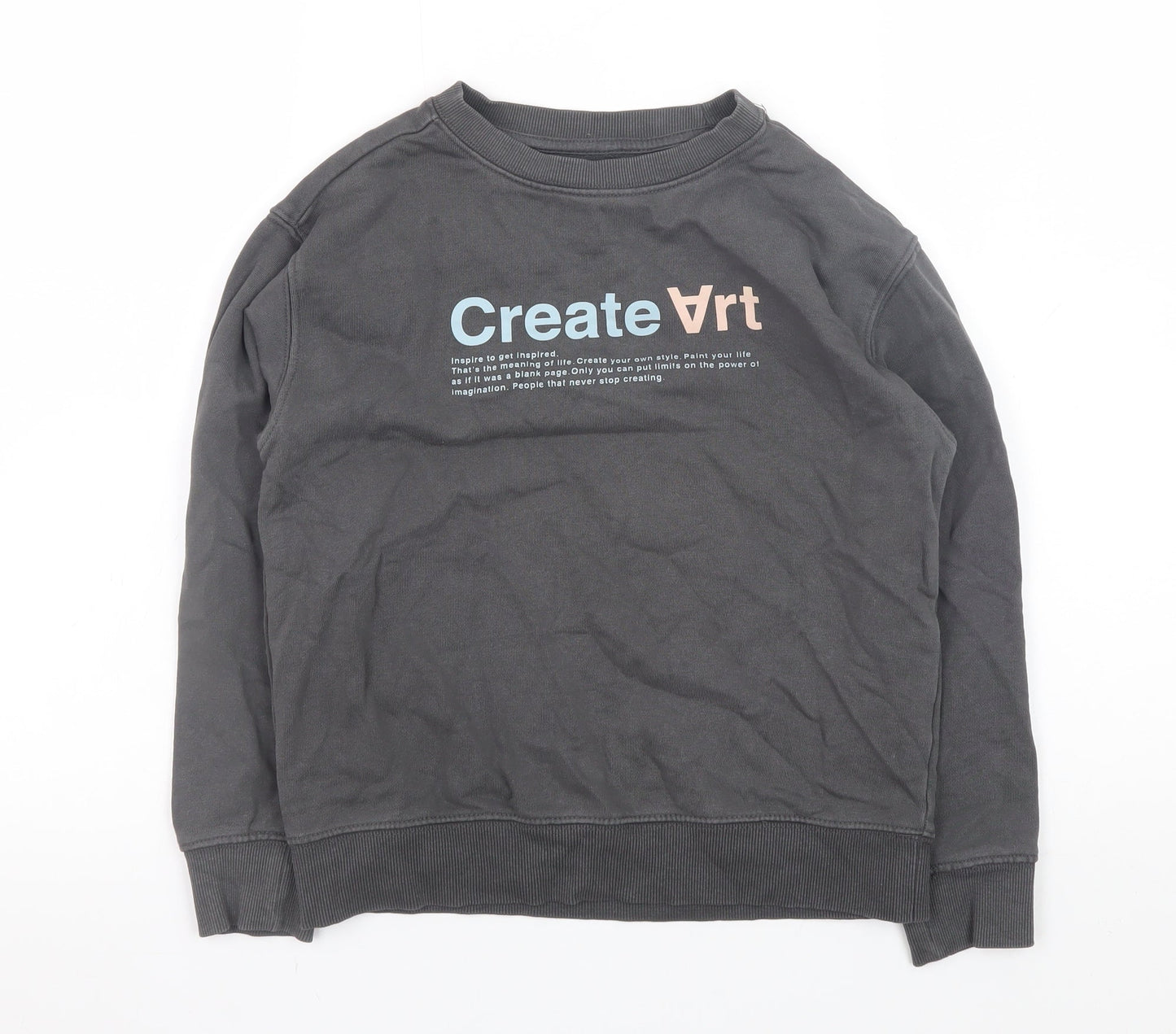 Zara Boys Grey 'Create Art' Graphic Pullover Sweatshirt - 9 Years