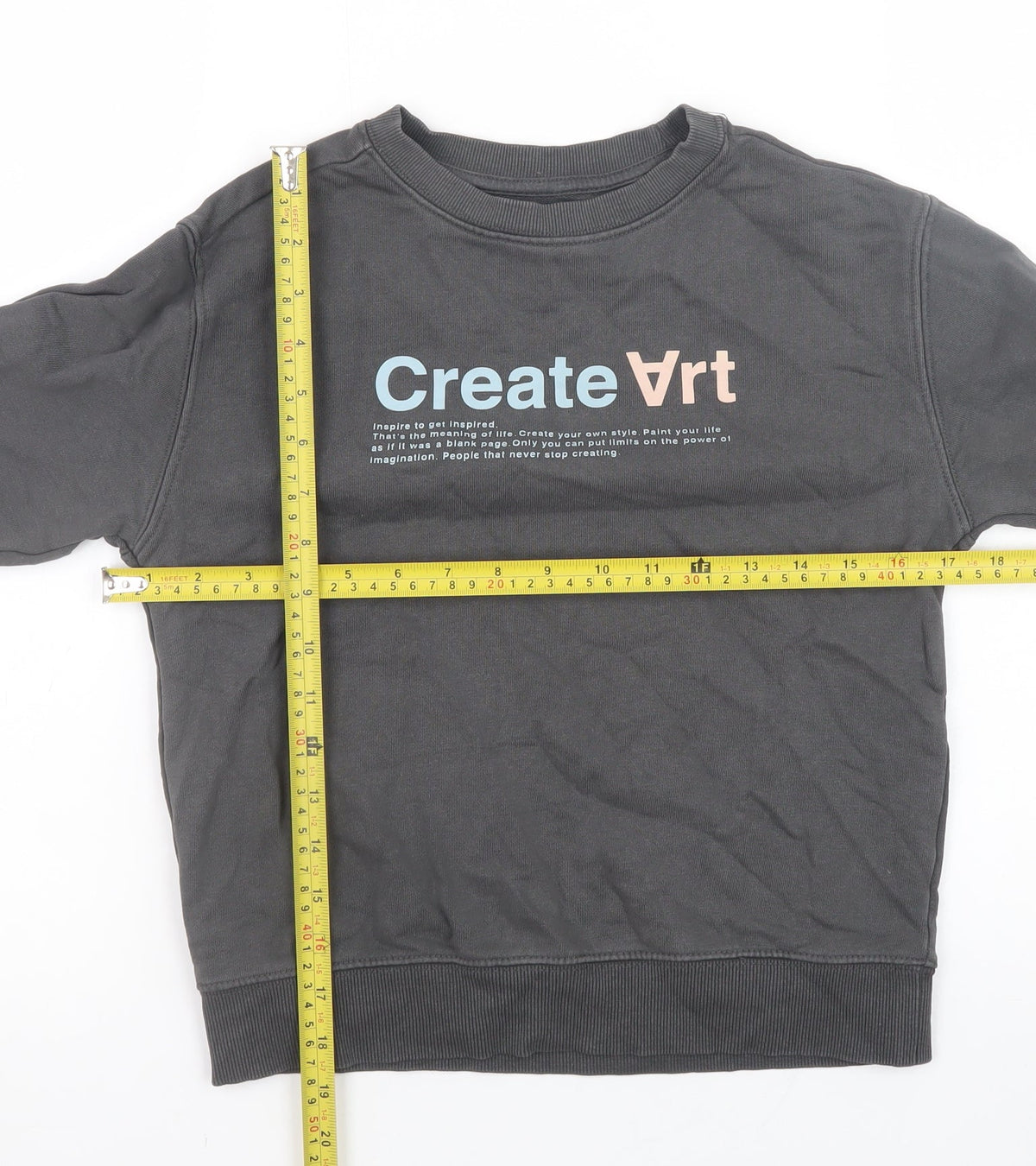 Zara Boys Grey 'Create Art' Graphic Pullover Sweatshirt - 9 Years
