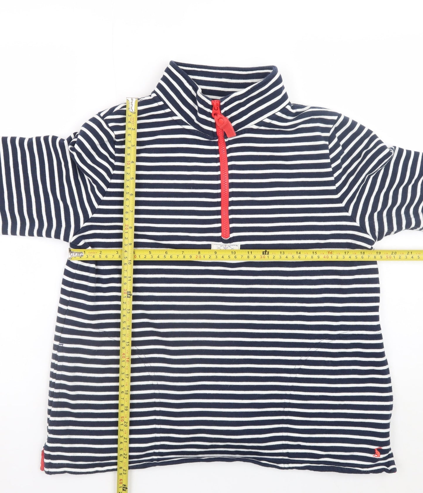Joules Women Navy Stripe 1/2 Zip Sweatshirt UK 10 Cotton Nautical
