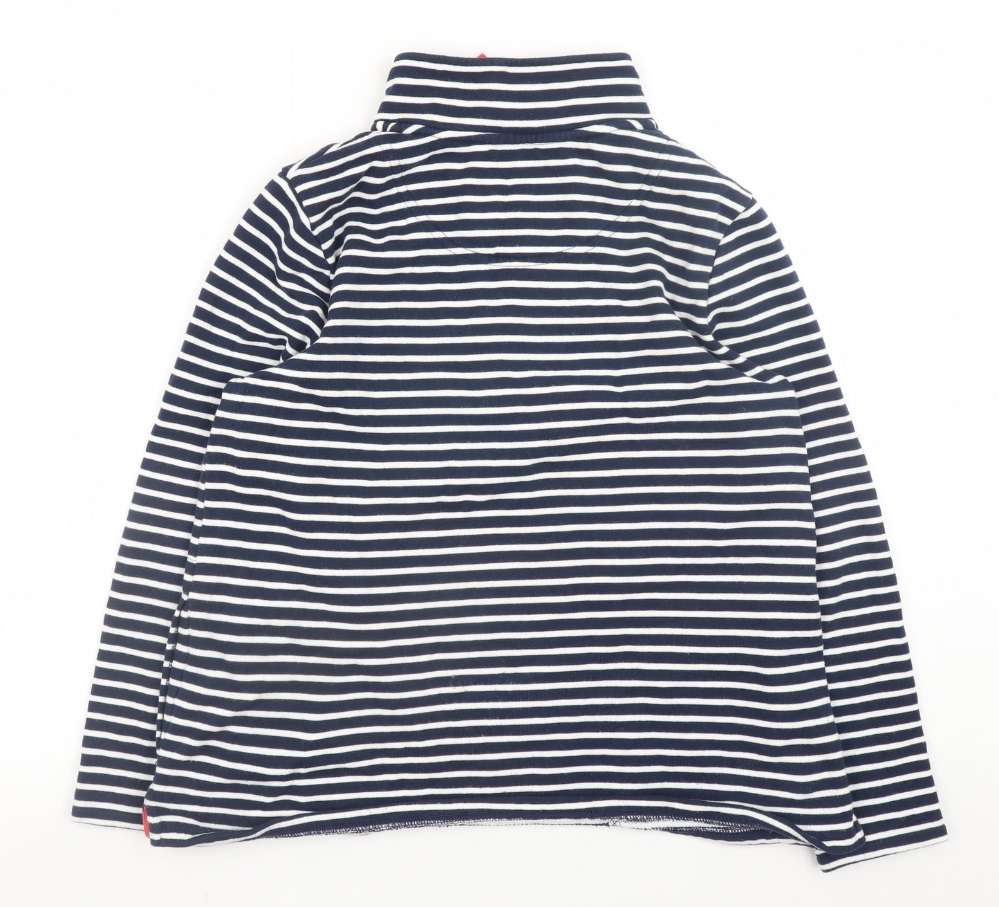 Joules Women Navy Stripe 1/2 Zip Sweatshirt UK 10 Cotton Nautical