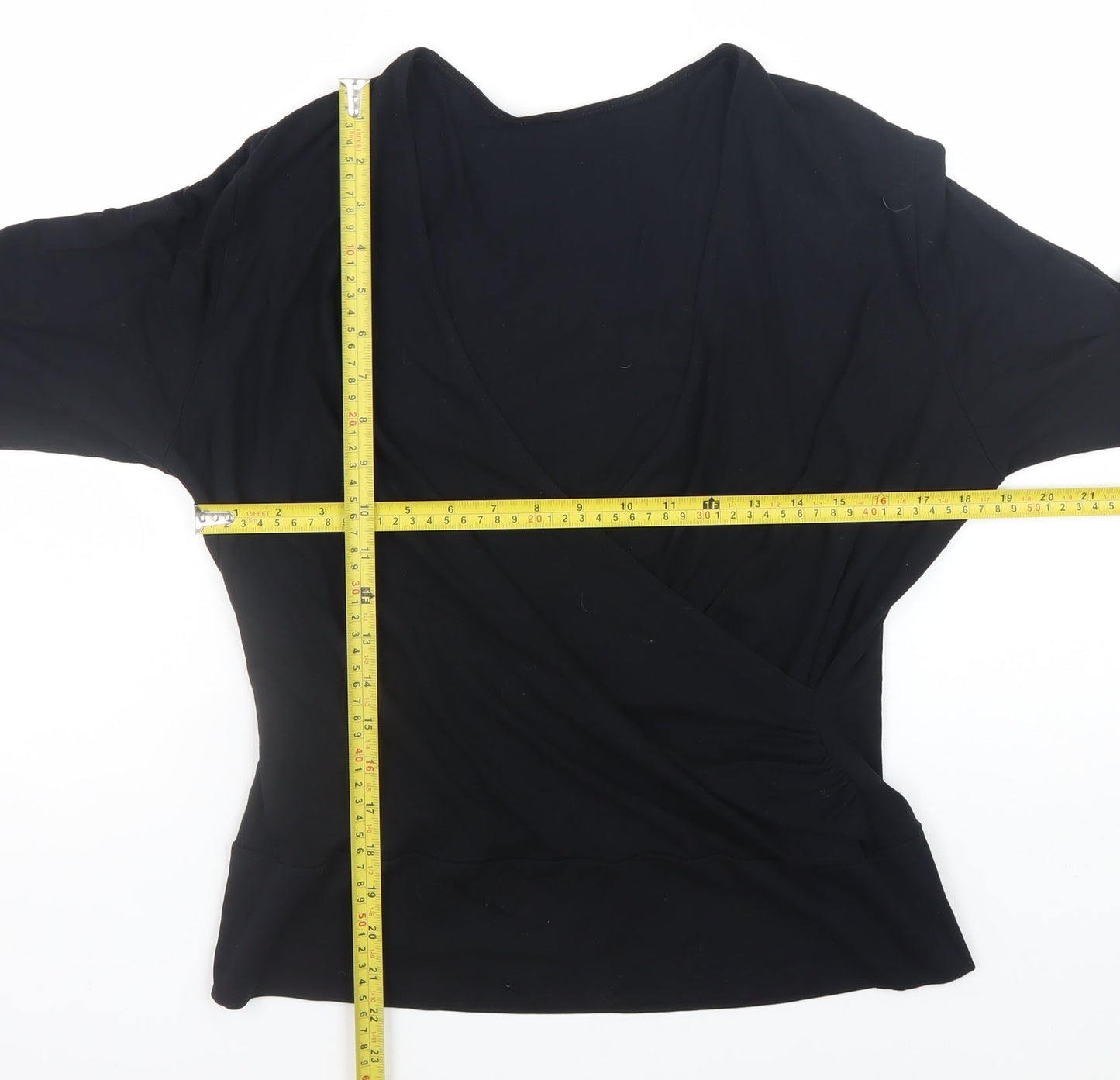 Marks and Spencer Womens Black Wrap Blouse Long Sleeve Size 16