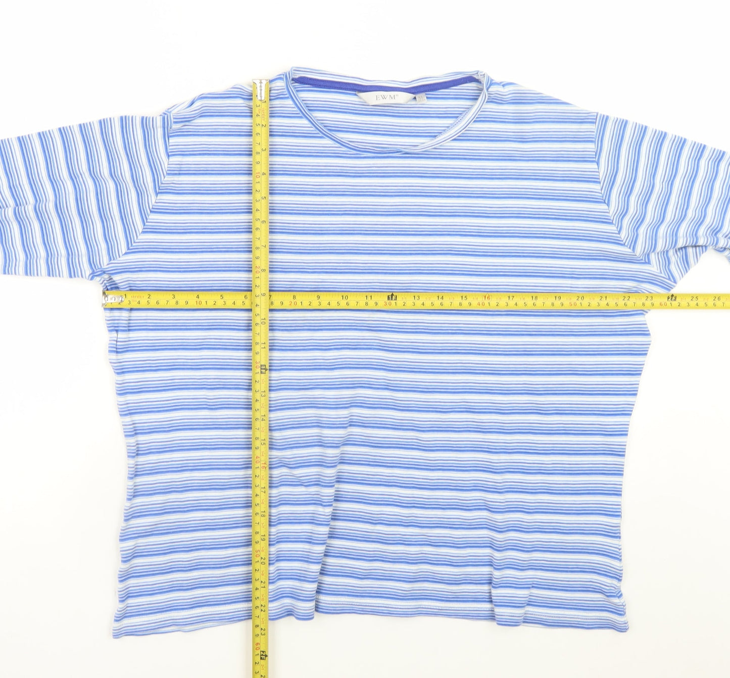 EWM Womens Blue Striped 100% Cotton Long Sleeve T-Shirt XL