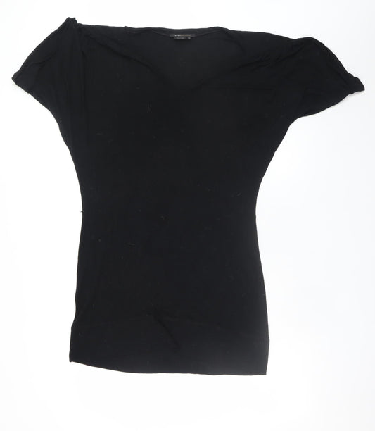 BCBGMAXAZRIA Women's Black XS Bodycon Short Sleeve Jersey Dress