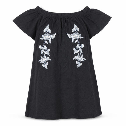 Topshop Women’s Black Embroidered Off Shoulder Shift Dress Size 6
