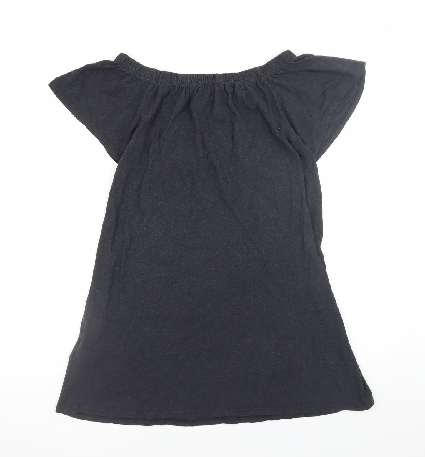 Topshop Women’s Black Embroidered Off Shoulder Shift Dress Size 6