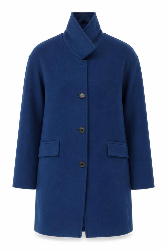 Marks & Spencer Women’s Blue Wool-Blend Mid-Length Coat Size 14