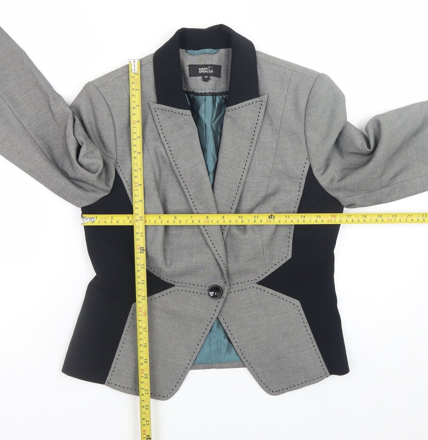 Marks and Spencer Womens Grey Size 10 Slim Fit Blazer Jacket
