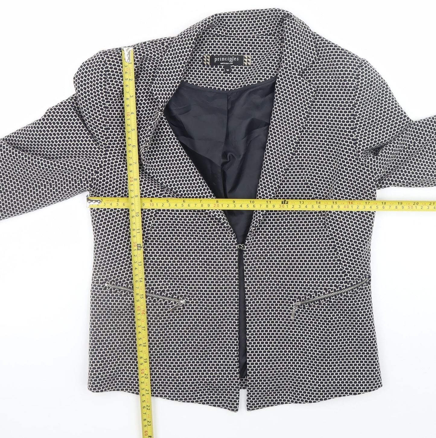 Principles by Ben de Lisi Women's Black Geometric Blazer Size 10