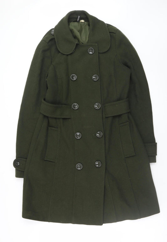 H&M Divided Women's Green Wool Blend Pea Coat Size 12