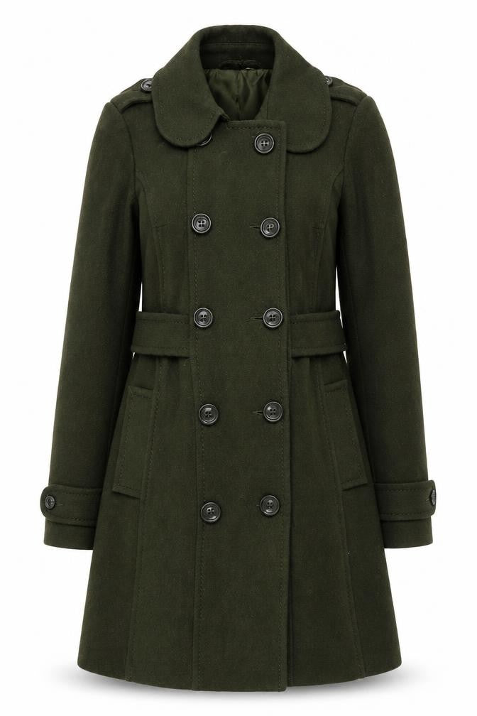 H&M Divided Women's Green Wool Blend Pea Coat Size 12