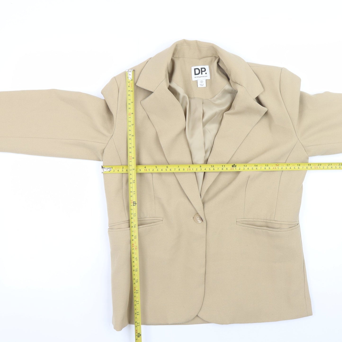 Dorothy Perkins Women Beige Blazer Size 8 Classic Lined Jacket