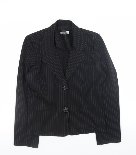 FRAME-WORK Women's Black Pinstripe Blazer Jacket UK 14