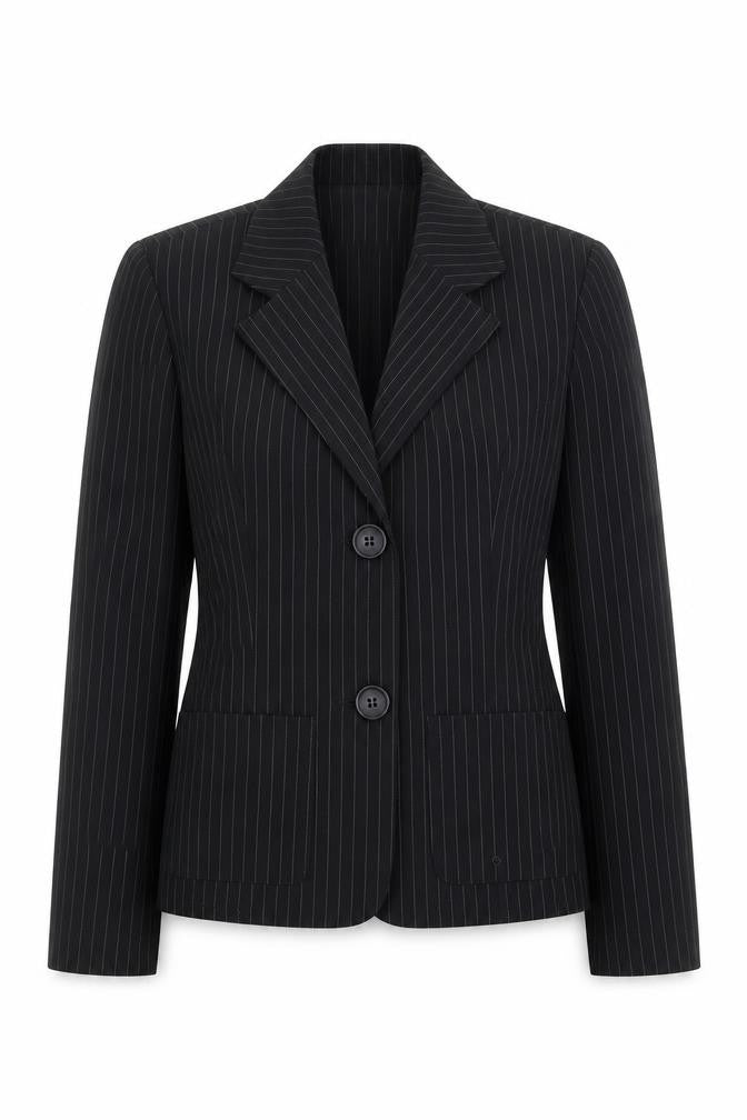 FRAME-WORK Women's Black Pinstripe Blazer Jacket UK 14