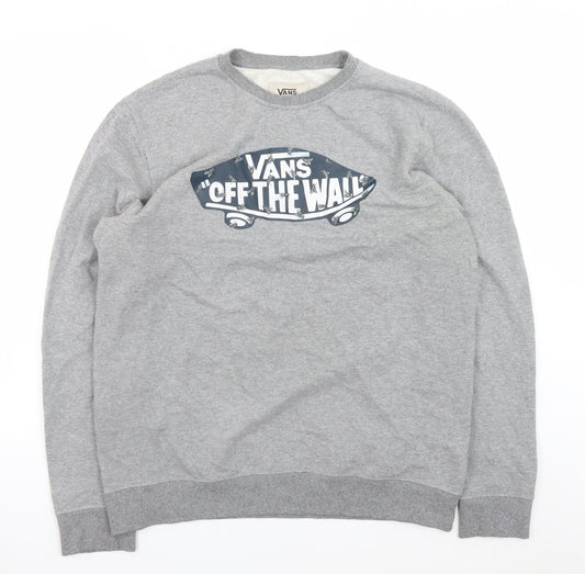 Vans Men's Grey Crew Neck Logo Pullover Sweatshirt Size Large
