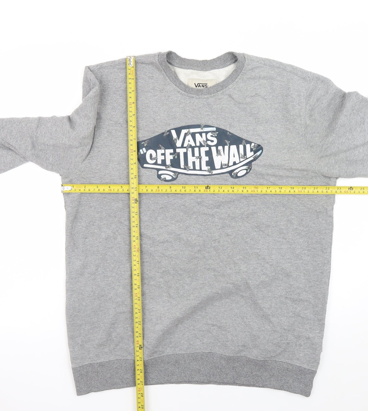 Vans Men's Grey Crew Neck Logo Pullover Sweatshirt Size Large
