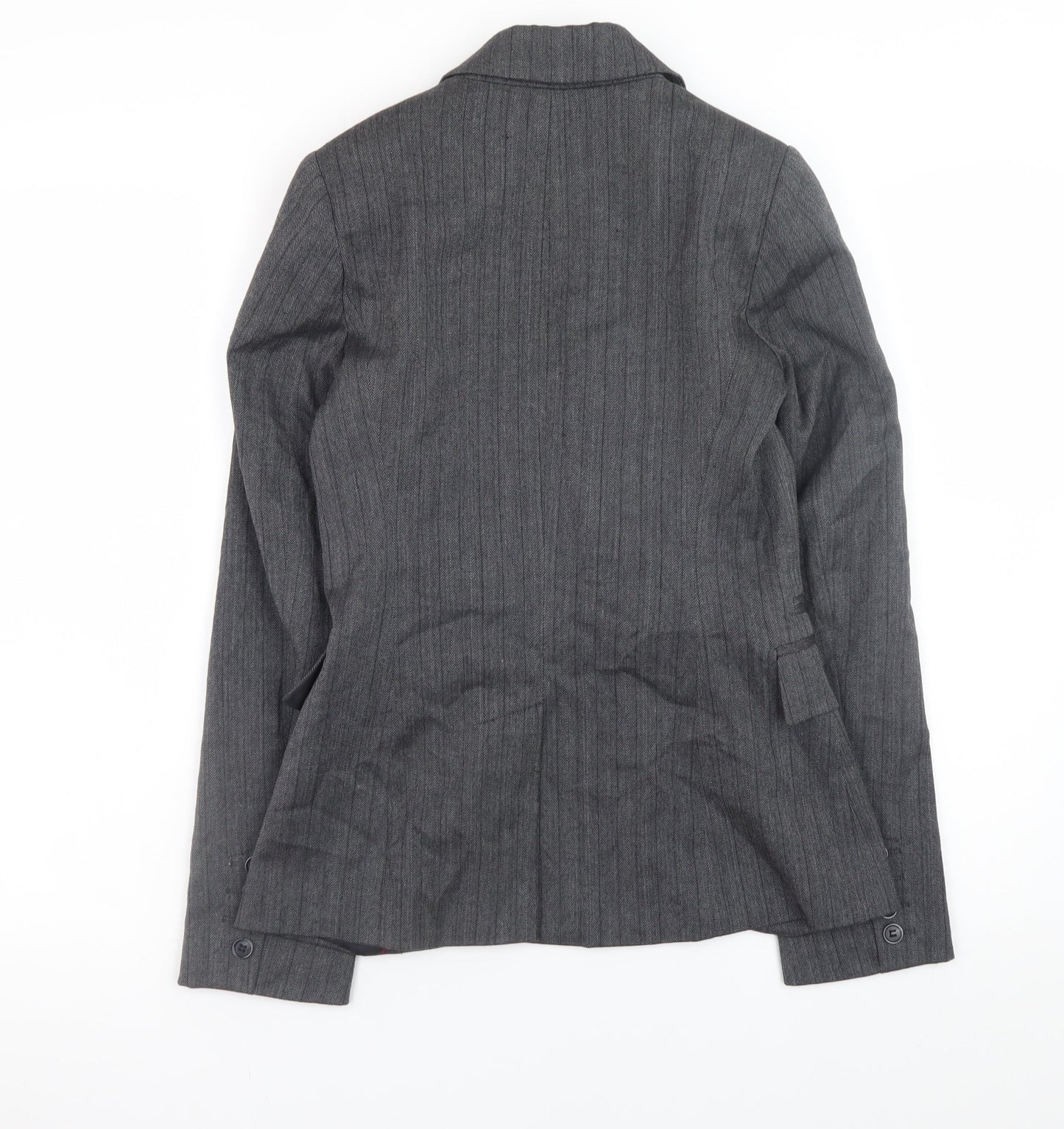 New Look Women Grey Pinstripe Slim Fit Blazer Jacket Size 8