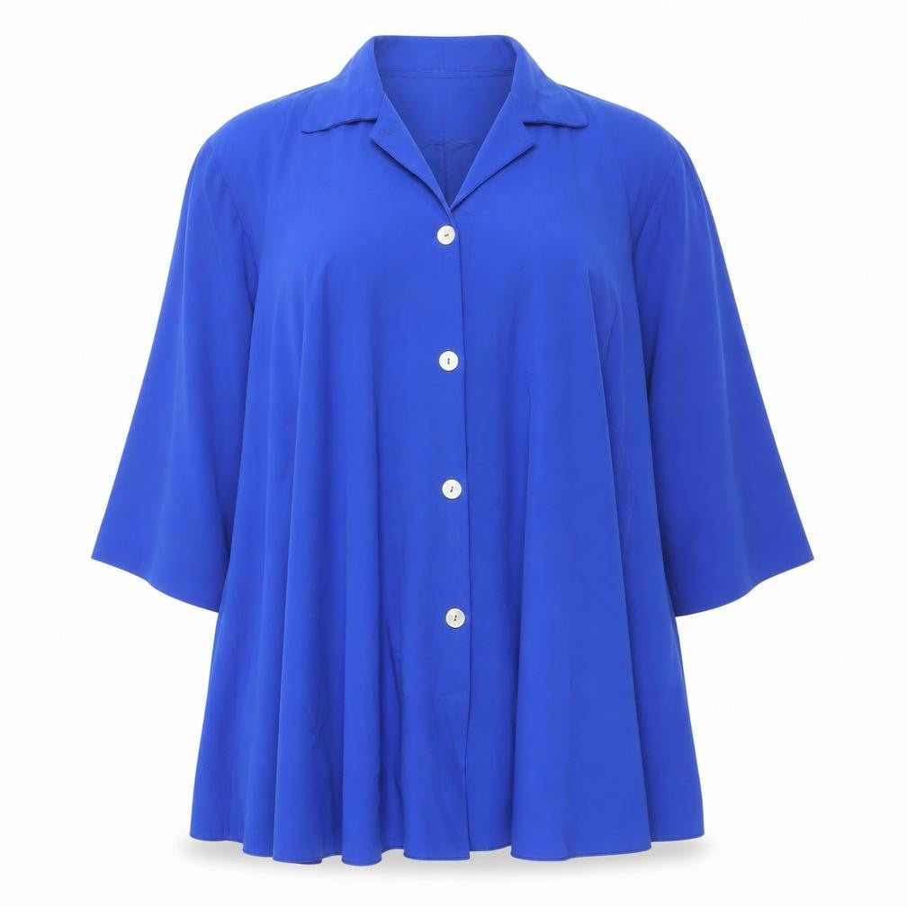 Caprice Women's Blue Silk Vintage 3/4 Sleeve Button Jacket Size 14