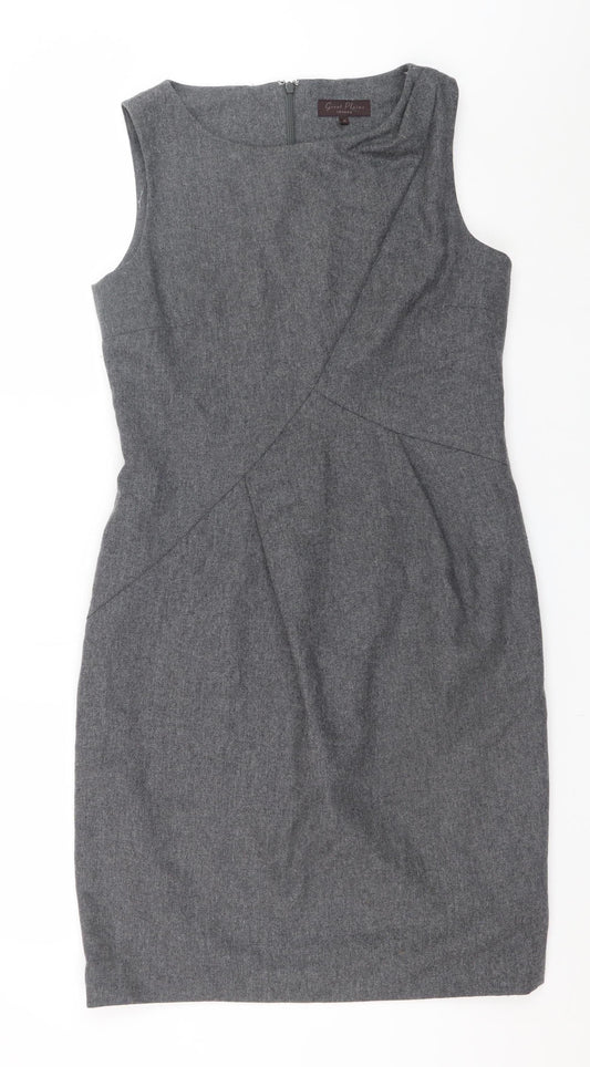 Great Plains Women's Grey Wool Blend Sleeveless Sheath Work Dress M