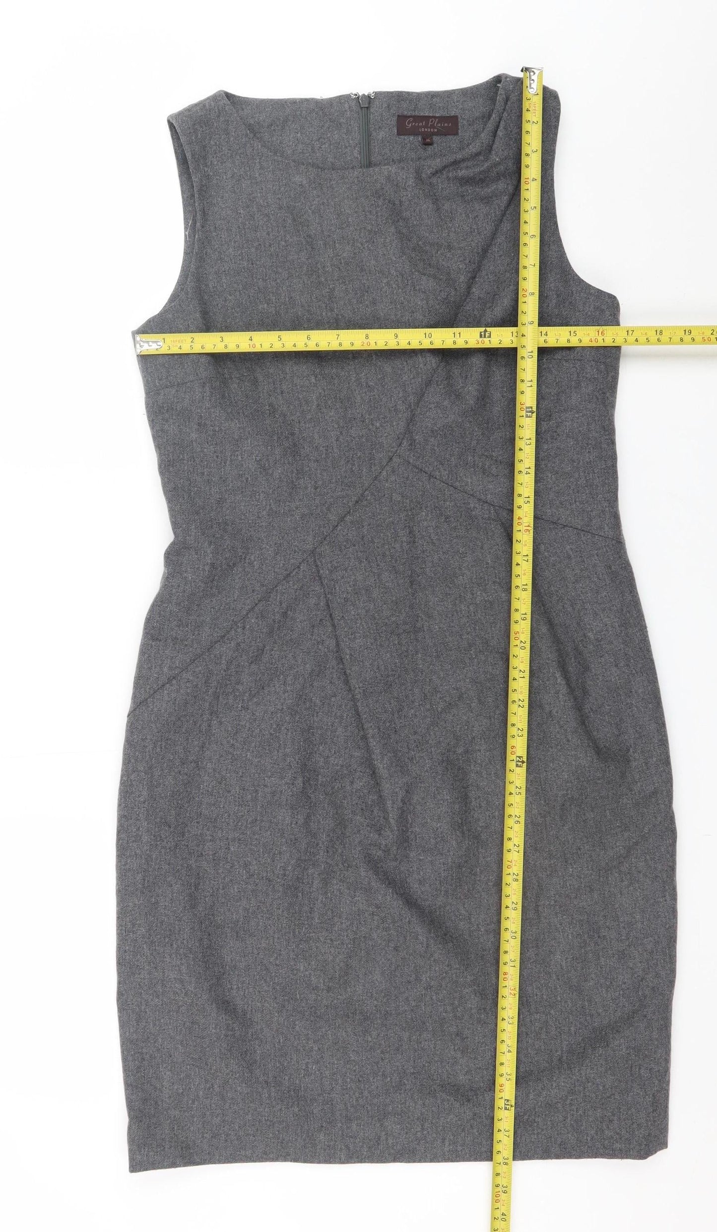 Great Plains Women's Grey Wool Blend Sleeveless Sheath Work Dress M