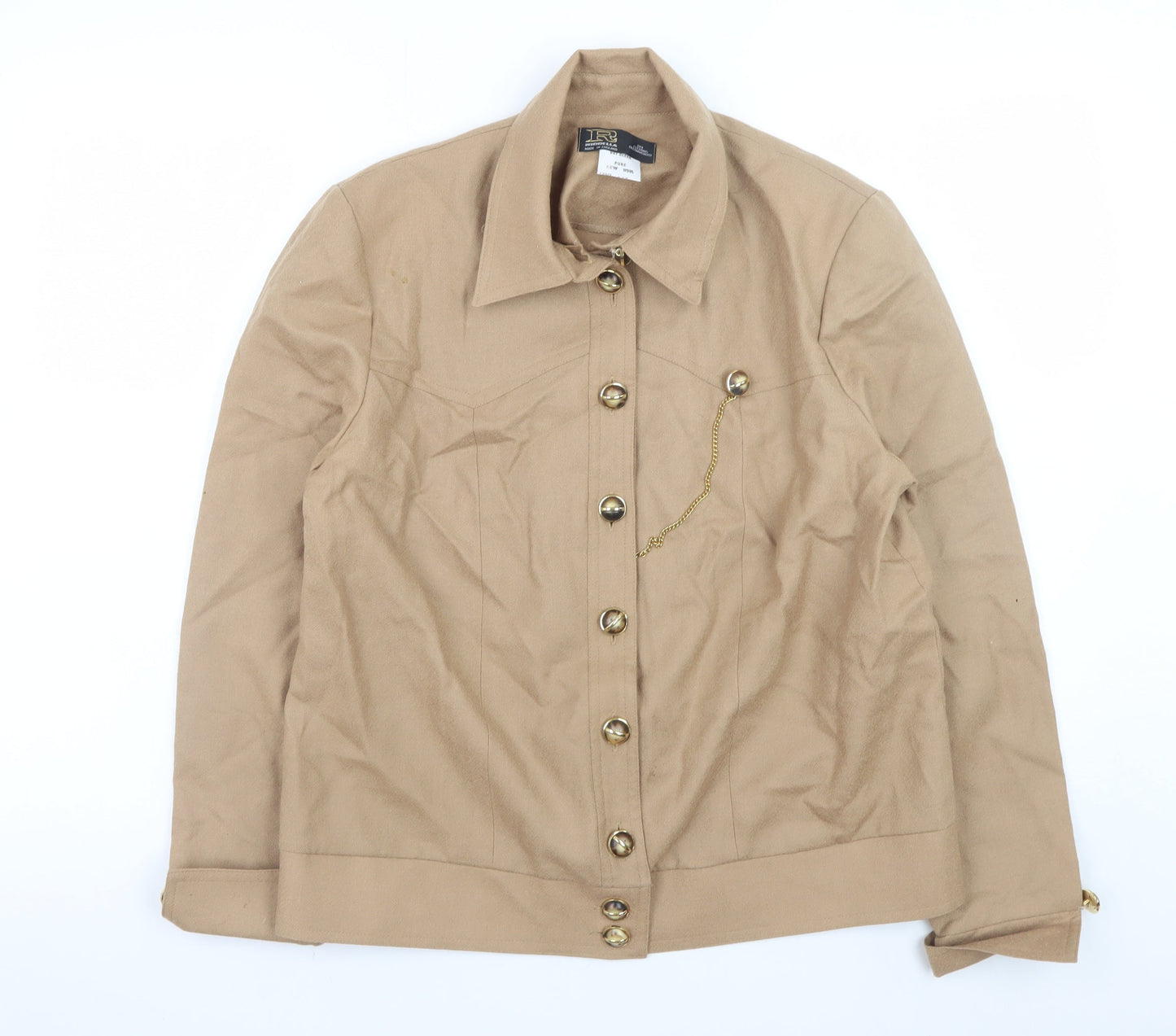 Riddella Girls Beige Wool Button-Up Jacket Size 14 Classic Style