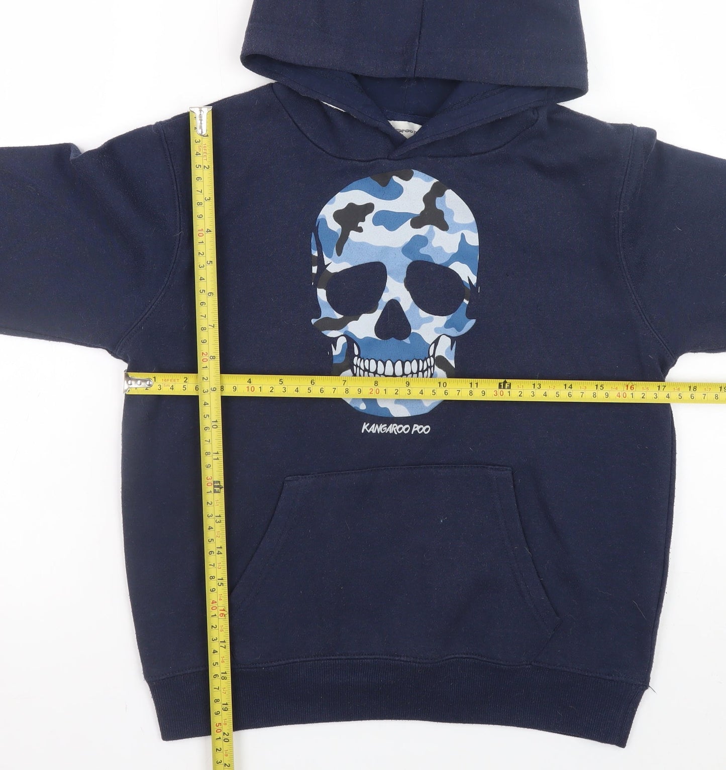 Kangaroo Poo Boys Blue Camouflage Skull Pullover Hoodie 9-10 Years