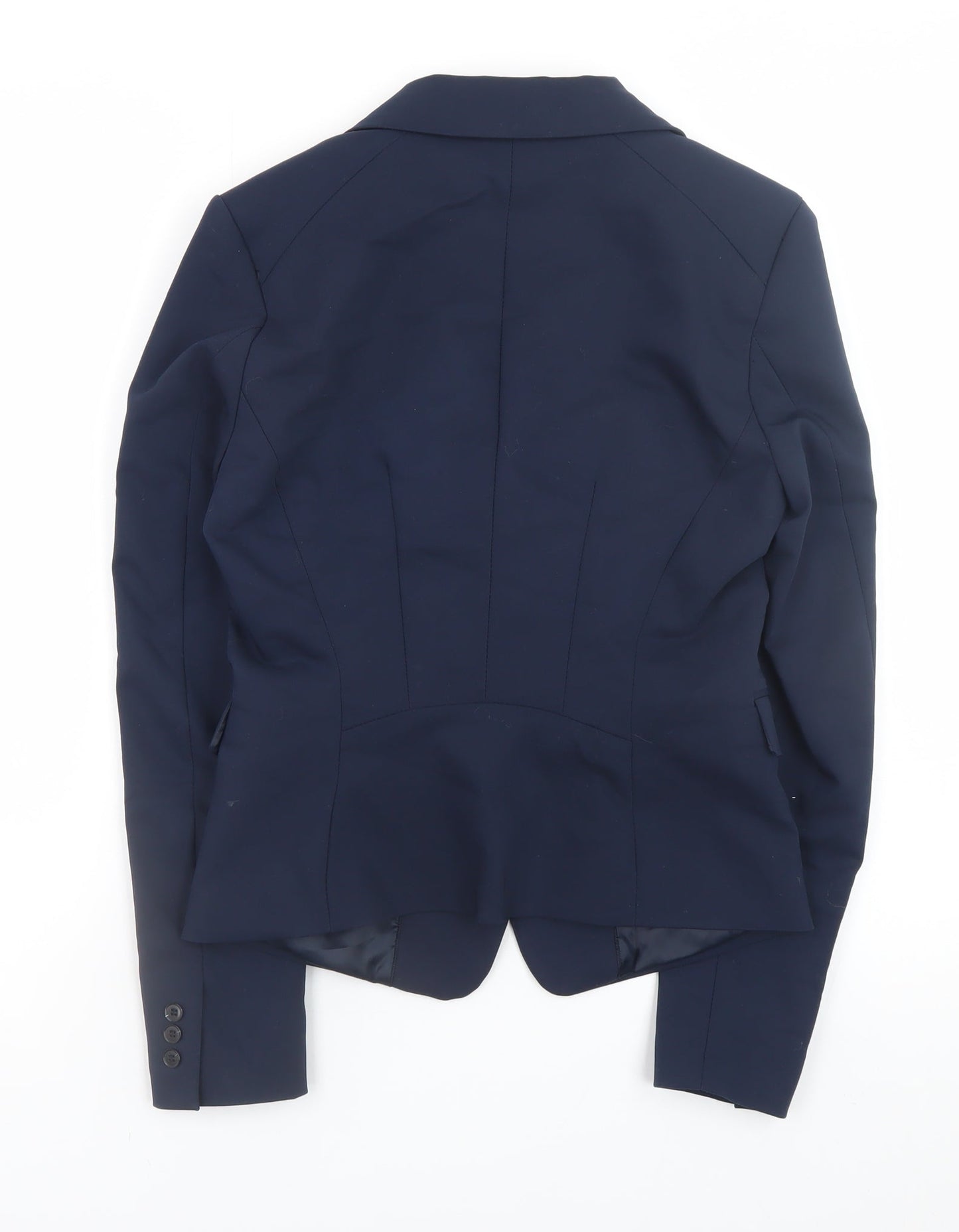 H&M Women Blue Slim Fit Cotton Blend Blazer Size 8