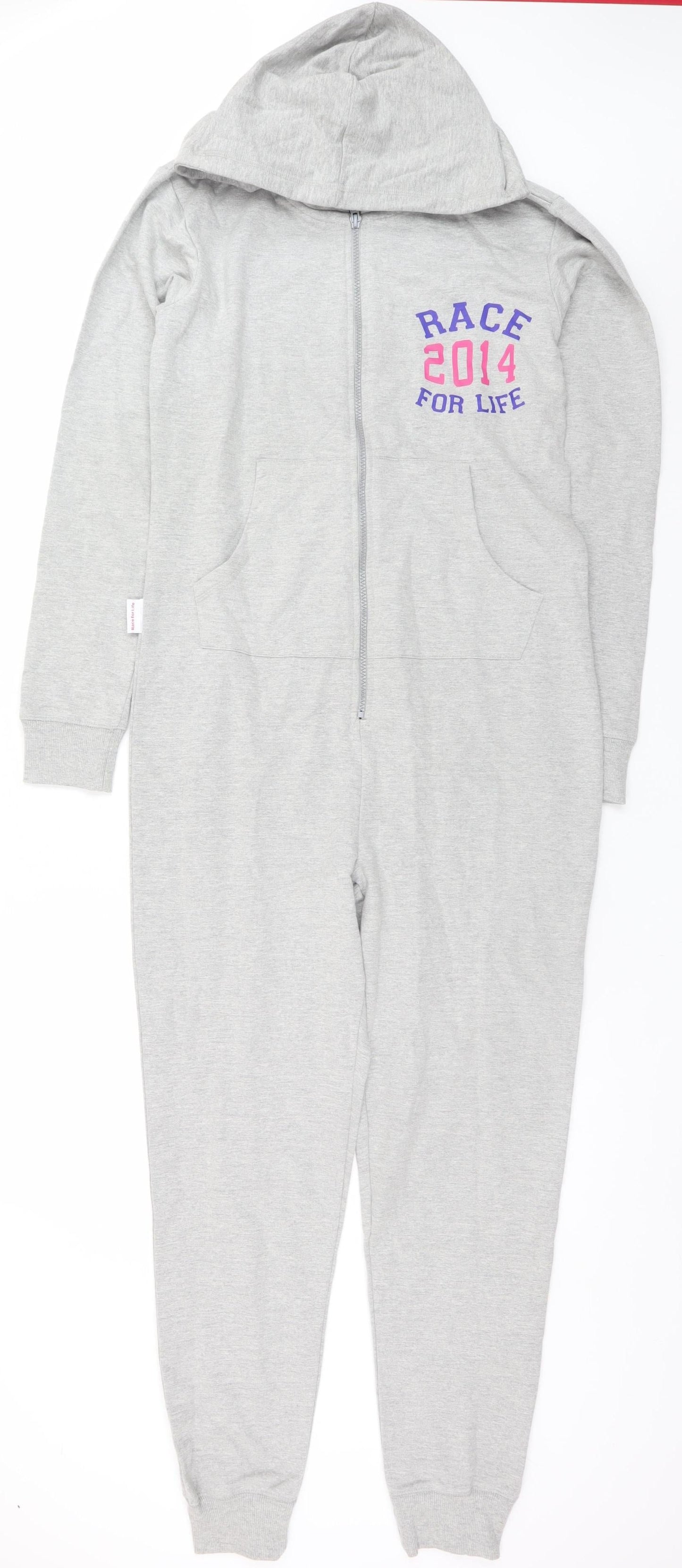 Race for Life Women’s Grey Hooded One Piece S Zip Lounge Wear