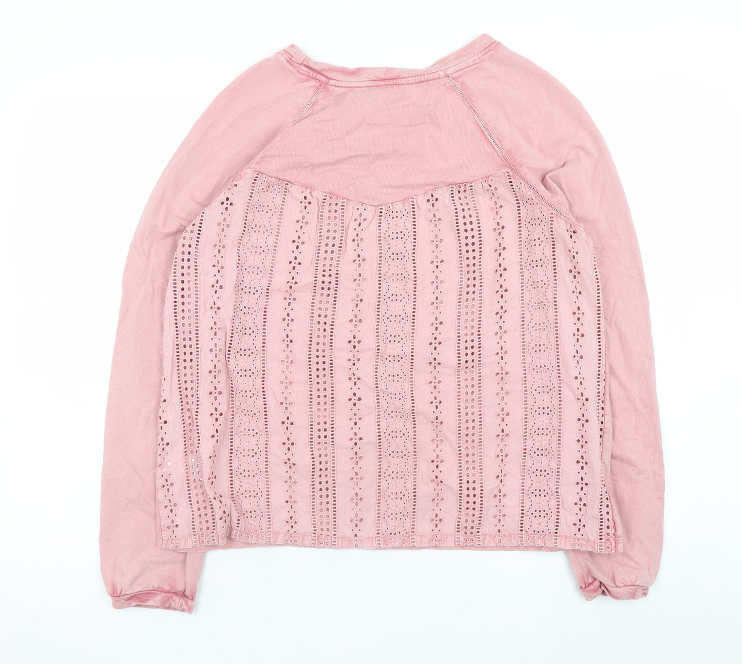 Next Women Pink Lace Back Pullover Sweatshirt Size 12 Cotton