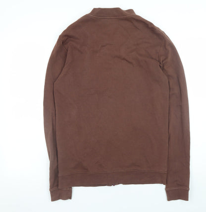 Close-up detail of Only & Sons Men's Brown Cotton Bomber Jacket M Casual Zip-Up