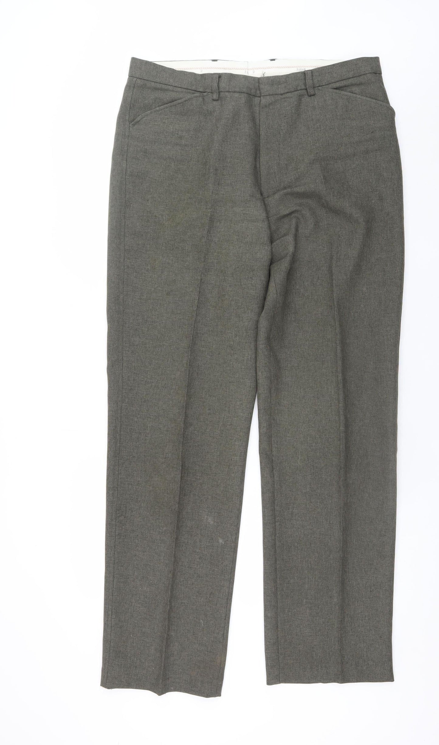 Farah Men's Grey 36W 33L Regular Fit Dress Pants