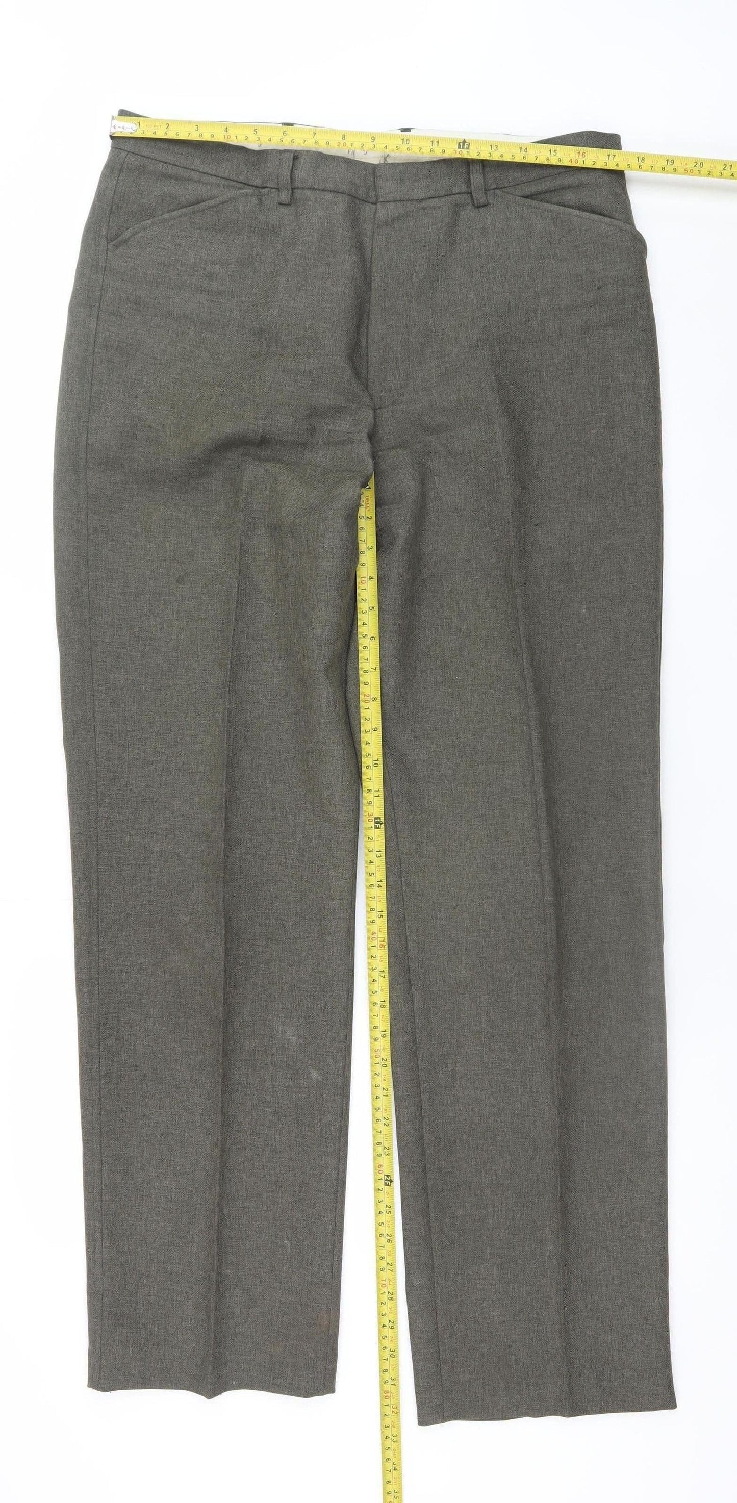 Farah Men's Grey 36W 33L Regular Fit Dress Pants