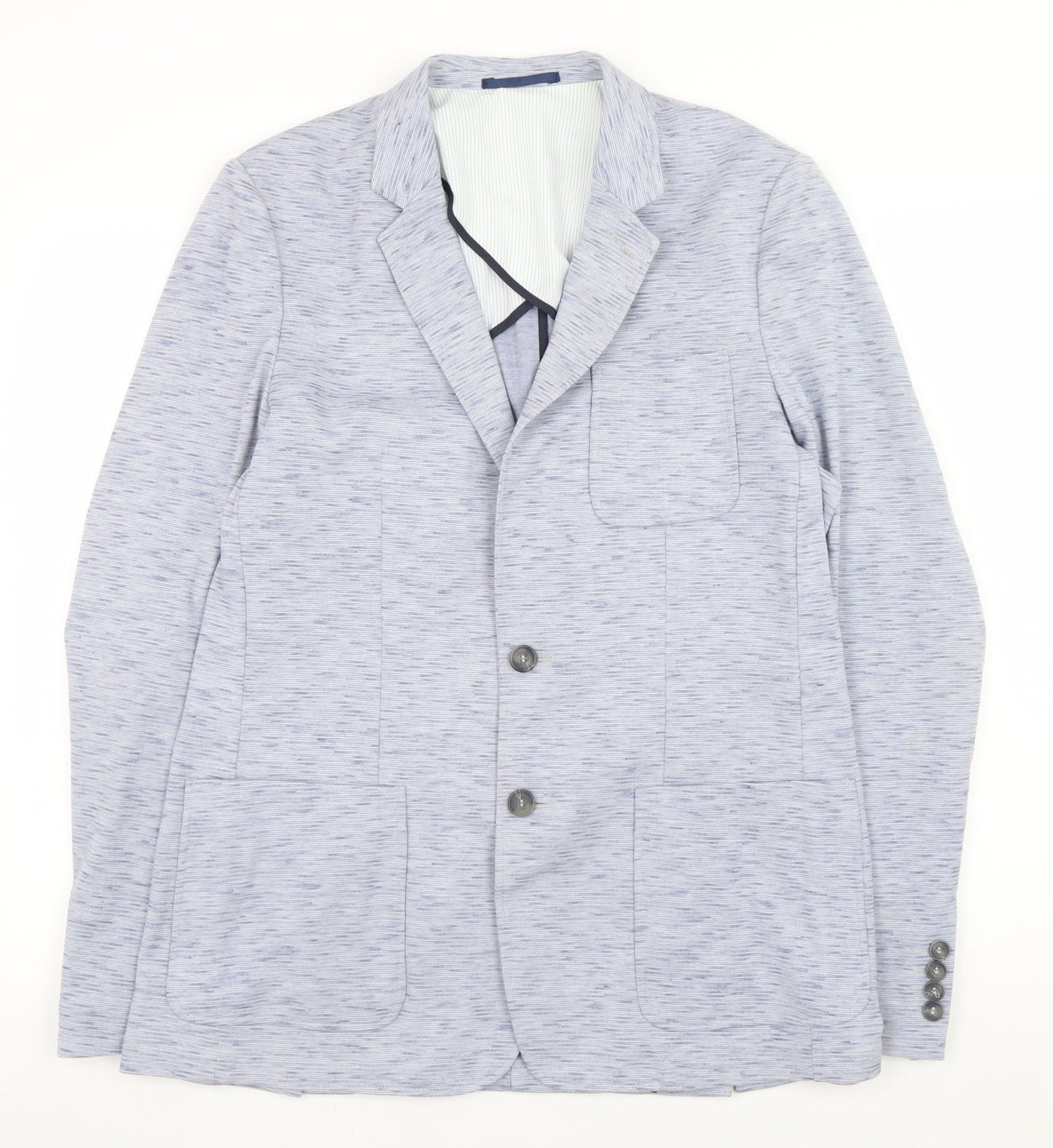 Mish Mash Men’s Blue Knit Blazer Large - Smart Casual Lined Jacket