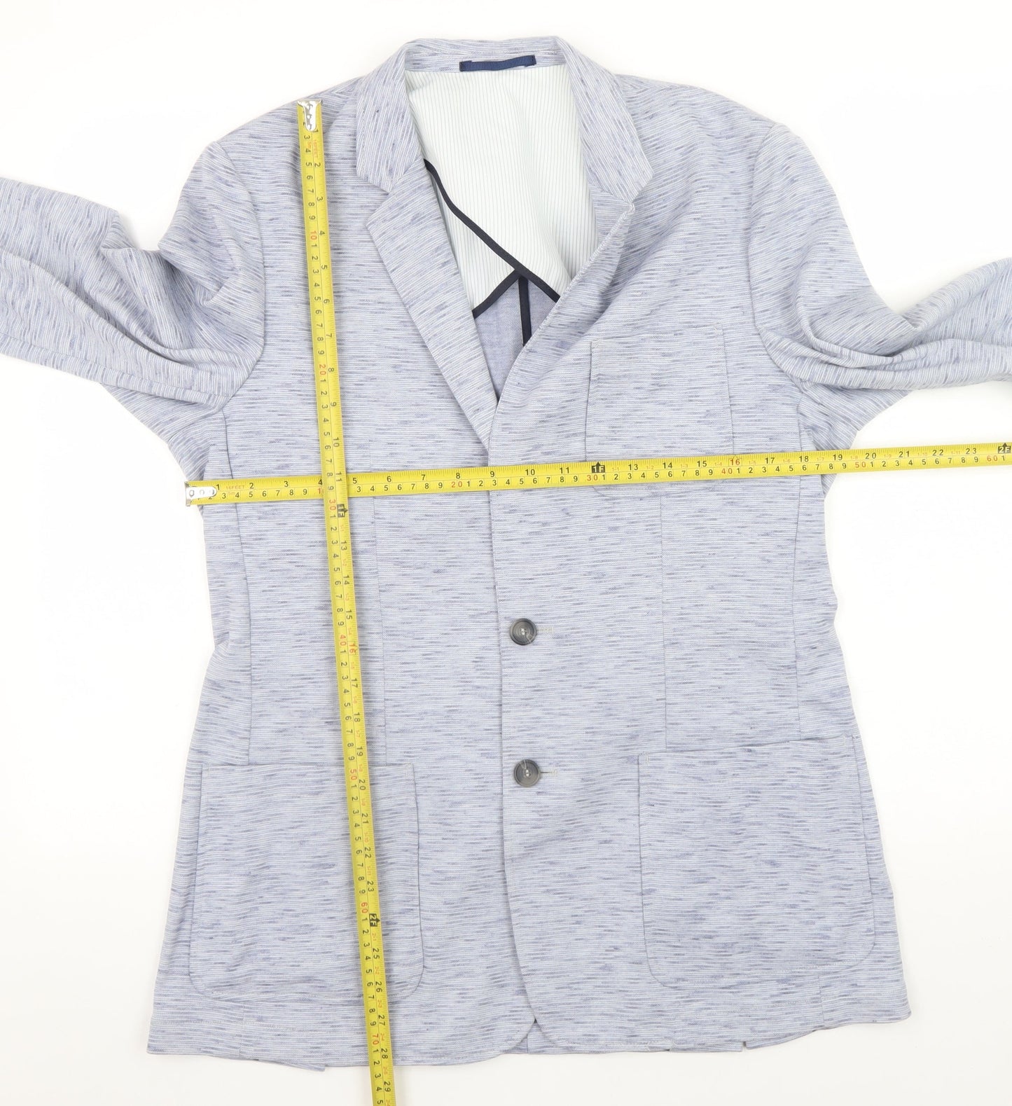 Mish Mash Men’s Blue Knit Blazer Large - Smart Casual Lined Jacket
