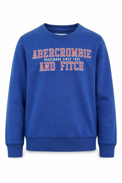 Front view of Abercrombie & Fitch boys’ blue 9-10 years pullover fleece sweatshirt