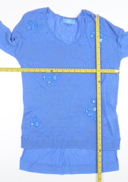 Next Women's Blue V-Neck Jewel Pullover Jumper Size 10