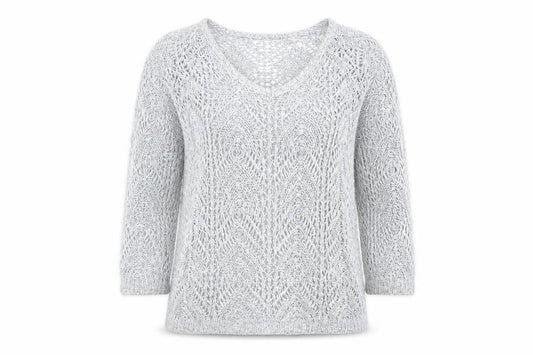 Phase Eight Women’s Grey Open-Knit V-Neck Jumper Size 10