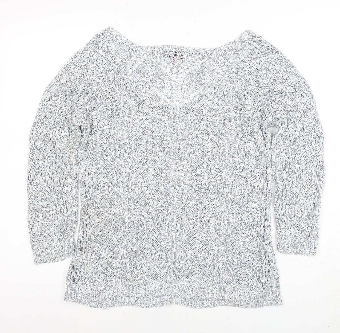 Phase Eight Women’s Grey Open-Knit V-Neck Jumper Size 10